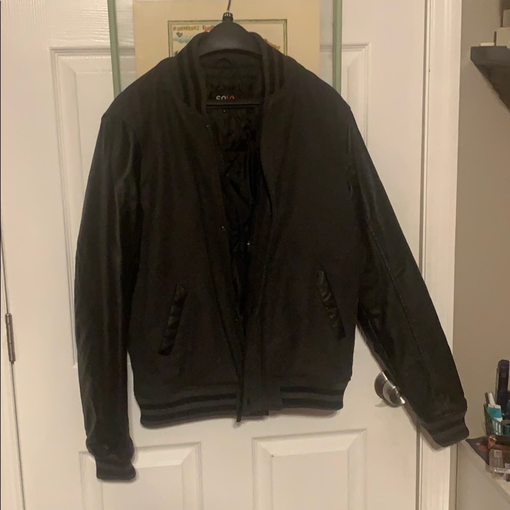 Velvet and leather jacket
